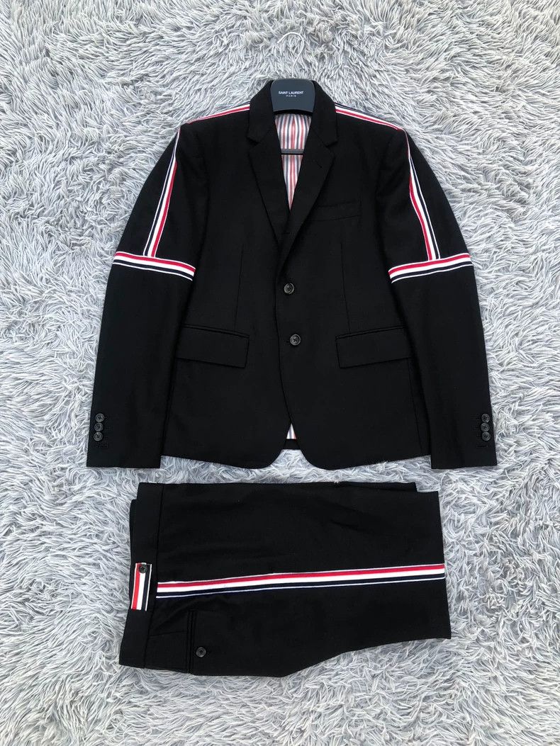 Thom Browne Black Suit Jacket with Stripes-dmc
