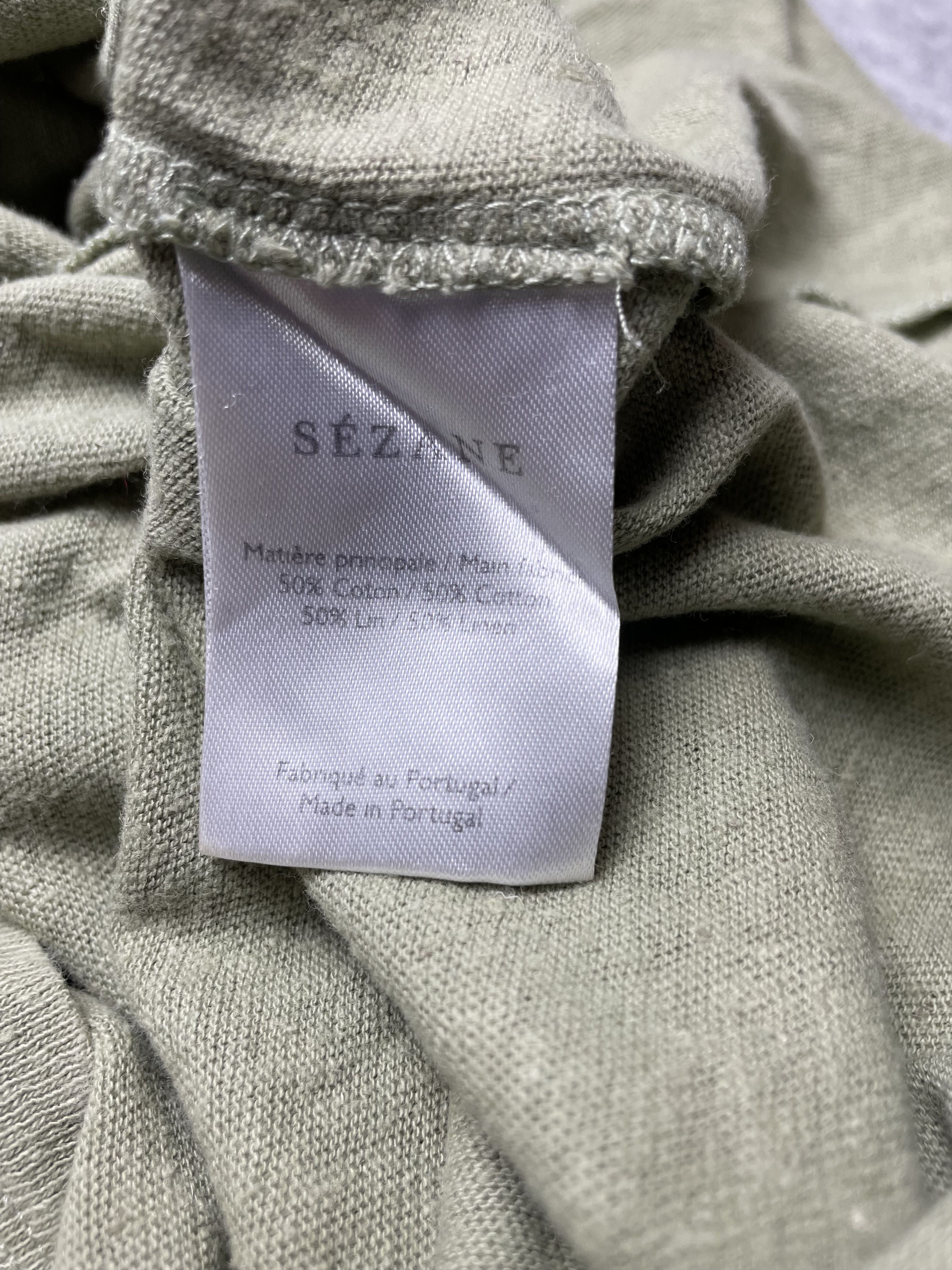 Sezane SEZANE Martha Khaki Cotton Linen T-shirt Size M / US 6-8 / IT 42-44 - 10 Thumbnail