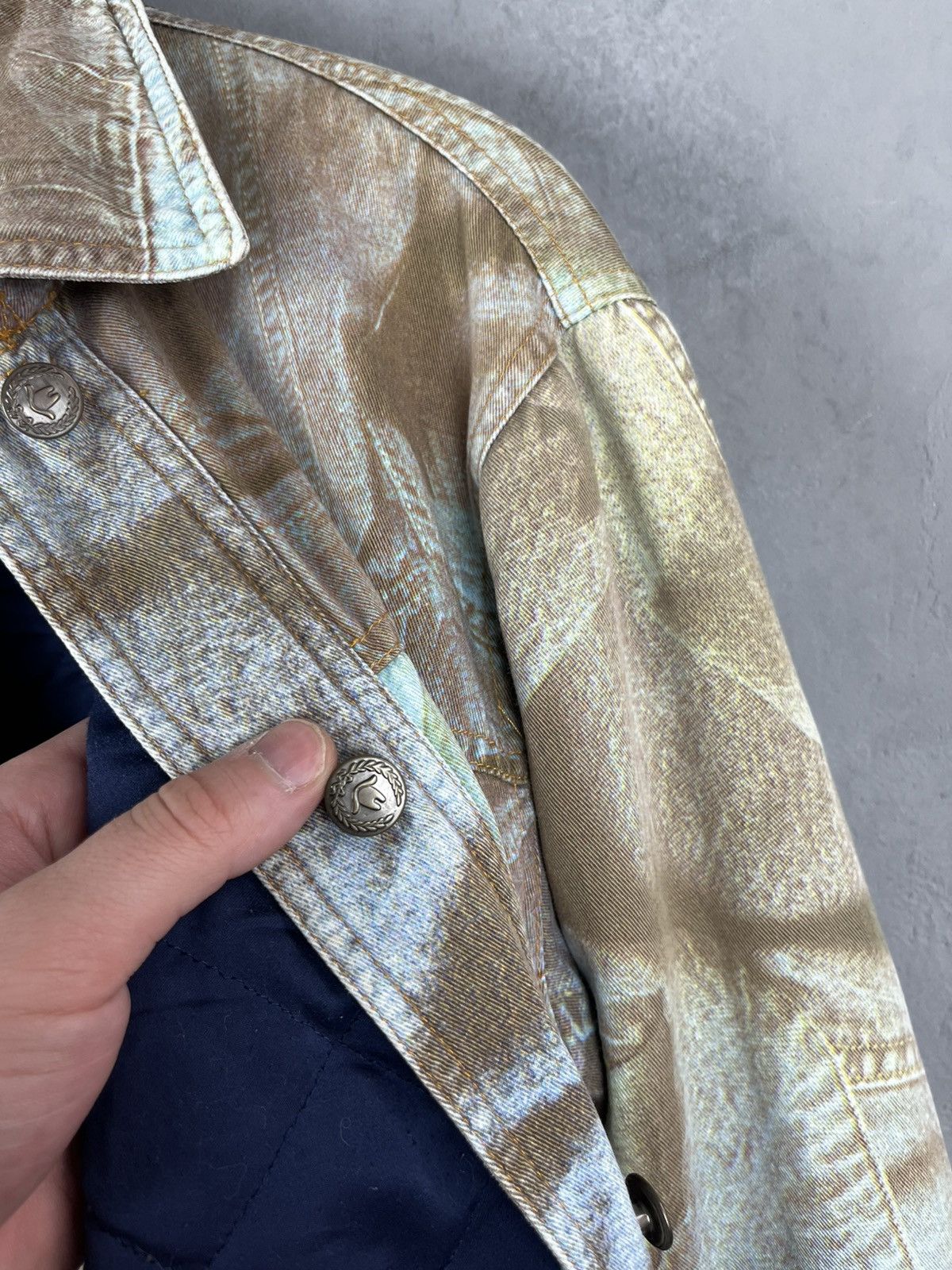Moschino × Vintage 1990's Vintage Moschino Blue Denim Print Pattern Jacket Size L / US 10 / IT 46 - 16 Thumbnail