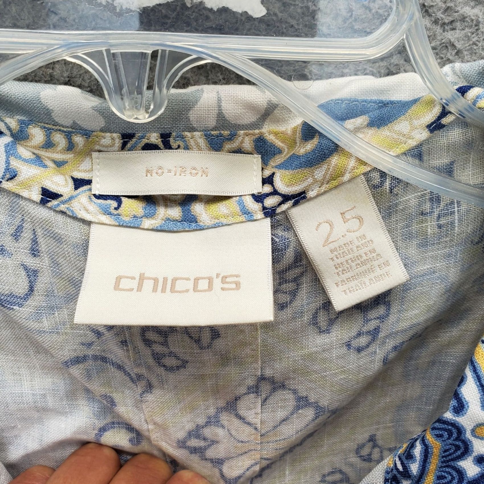 Vintage Chico's Tunic Shirt Womens Large Multi Floral Geometric Linen No Iron Button-Up Size L / US 10 / IT 46 - 6 Thumbnail