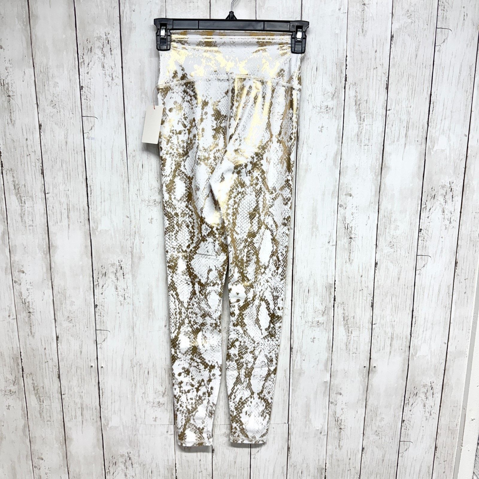 Carbon Carbon 38 Size XS Gold Metallic Snake Skin Athletic Leggings Size 22" - 5 Thumbnail