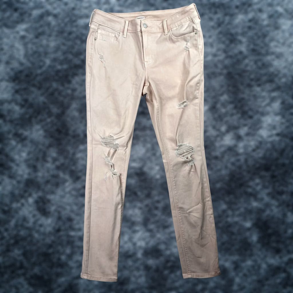 Old Navy Old Navy Womens Jeans 10 Rockstar Skinny Jeans Pink Mid-Rise Stretch Distressed Shirt? Size 32" / US 10 / IT 46 - 1 Thumbnail