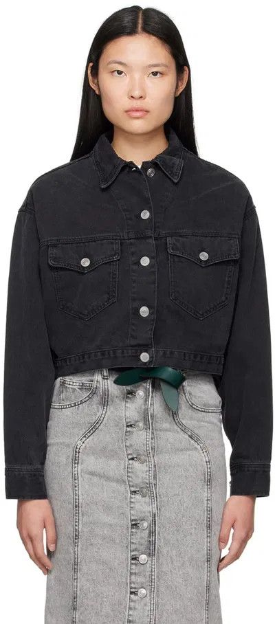 Isabel Marant o1B3y1r0526 Tadia Denim Jacket in Black Size M / US 6-8 / IT 42-44 - 3 Thumbnail