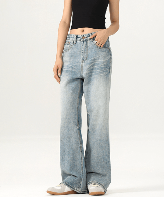 Japanese Brand × Jean Ice blue washed whisker straight loose baggy jeans Size US 32 / EU 48 - 3 Thumbnail
