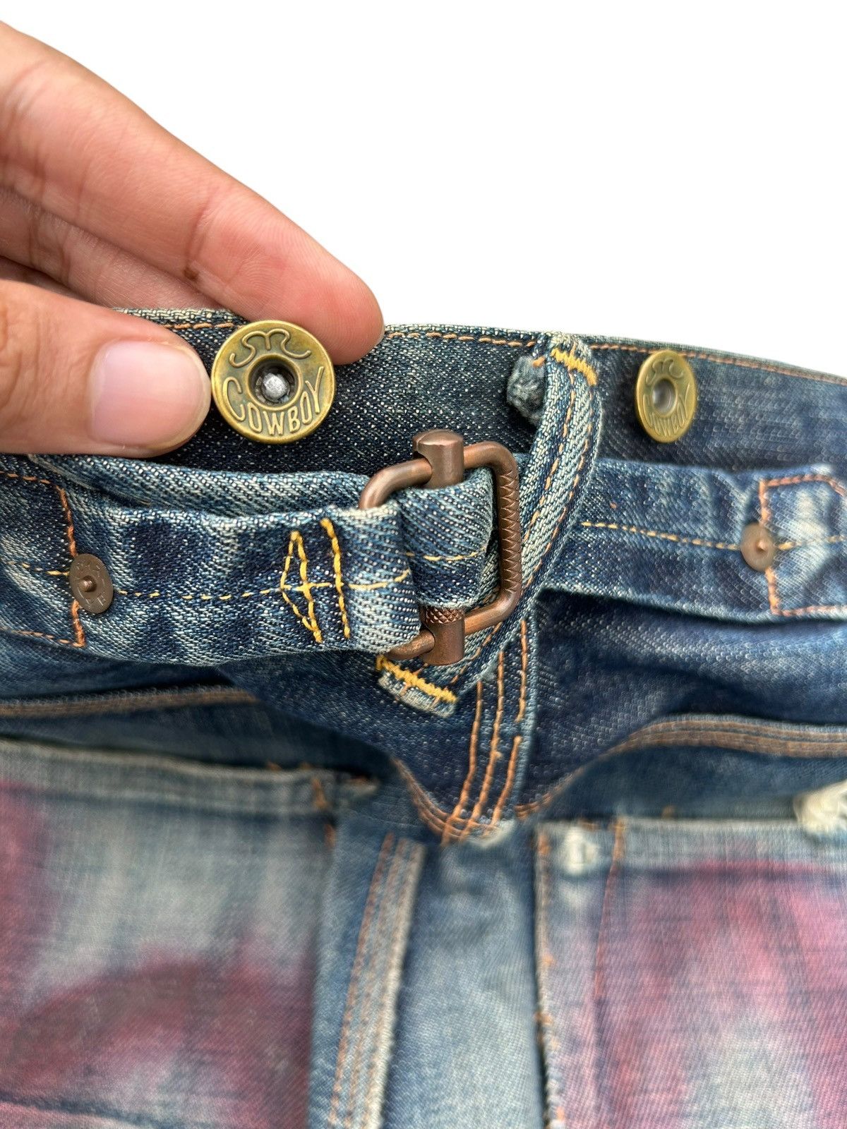 Kapital Buckle Back Vintage Evisu Cowboy Selvedge Distressed Denim Size US 32 / EU 48 - 4 Thumbnail