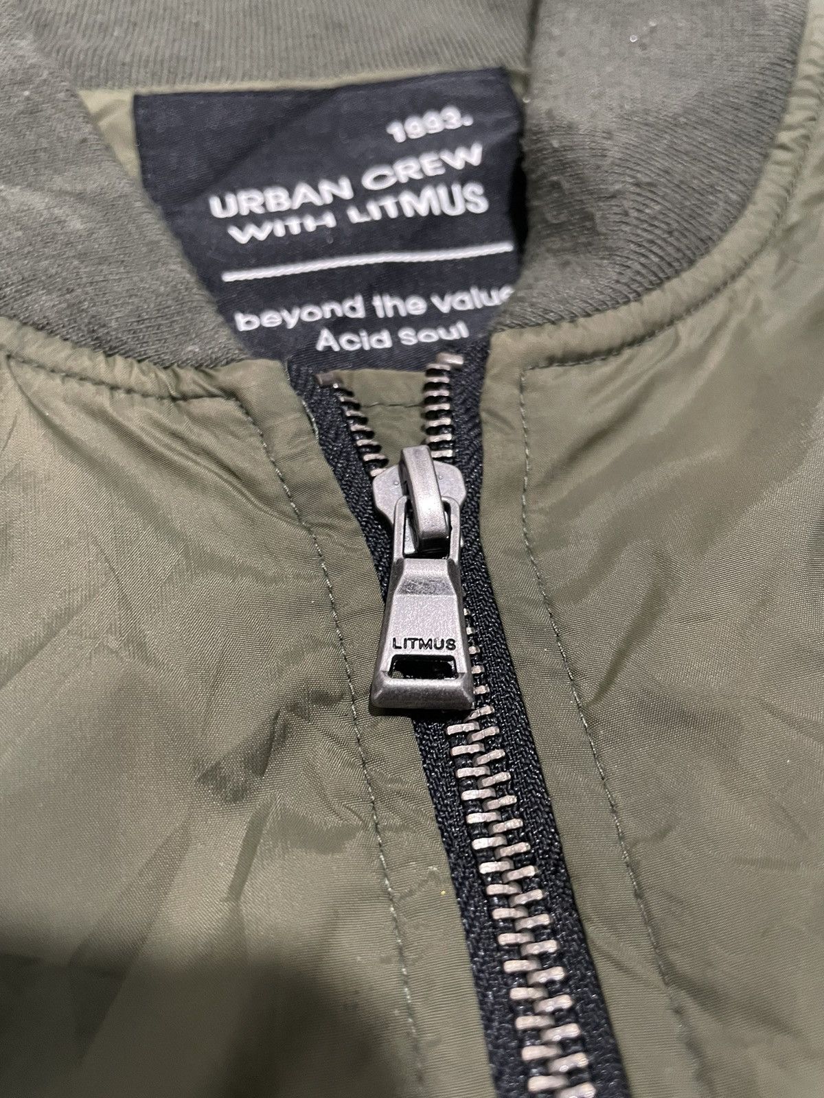 Vintage Vintage Bomber Jacket Khaki Green Urban Crew With Litmus Size US L / EU 52-54 / 3 - 3 Thumbnail