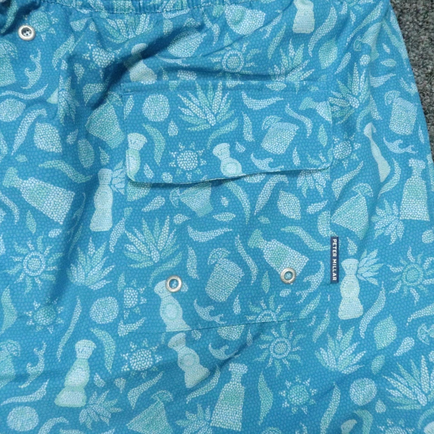 Peter Millar Peter Millar Shorts Mens XL Blue Print Agave Tequila Lined XLT Shorts Mens XL Blue Geometric Print Size US 36 / EU 52 - 5 Thumbnail