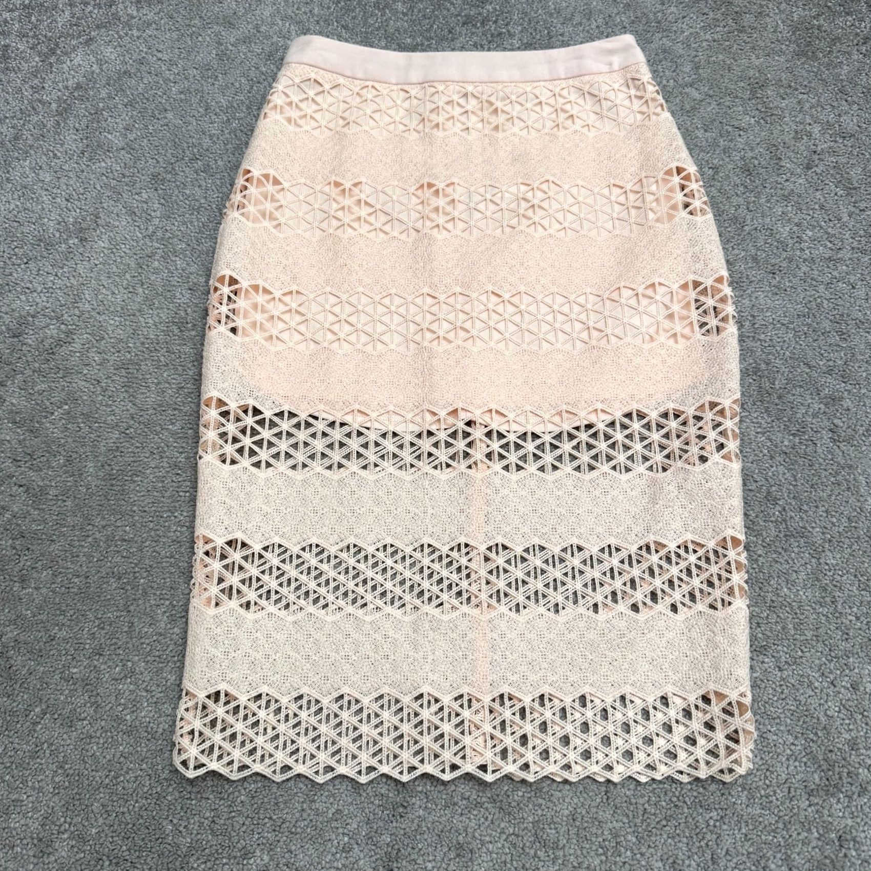 ASTR The Label ASTR Skirt Womens S Pink The Label Nordstrom Lace Geometric Midi Blush NWT Size 28" / US 6 / IT 42 - 2 Thumbnail