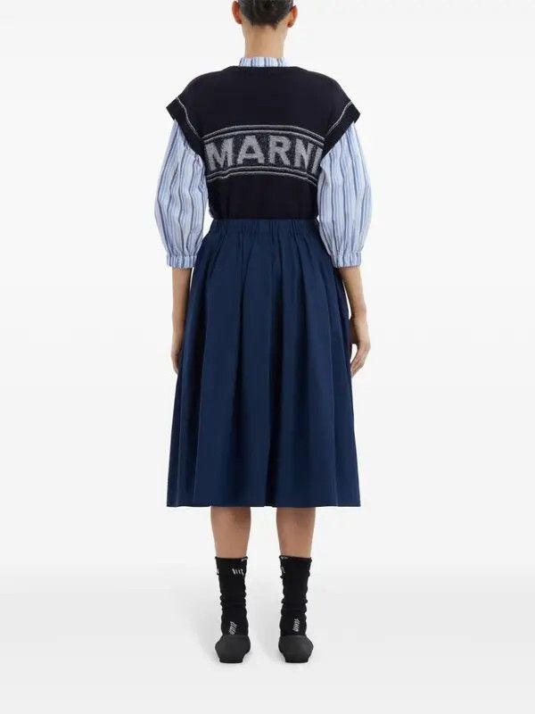 Marni o1w1db10326 A-Line Midi Skirt in Blue Size 27" / US 4 / IT 40 - 4 Thumbnail