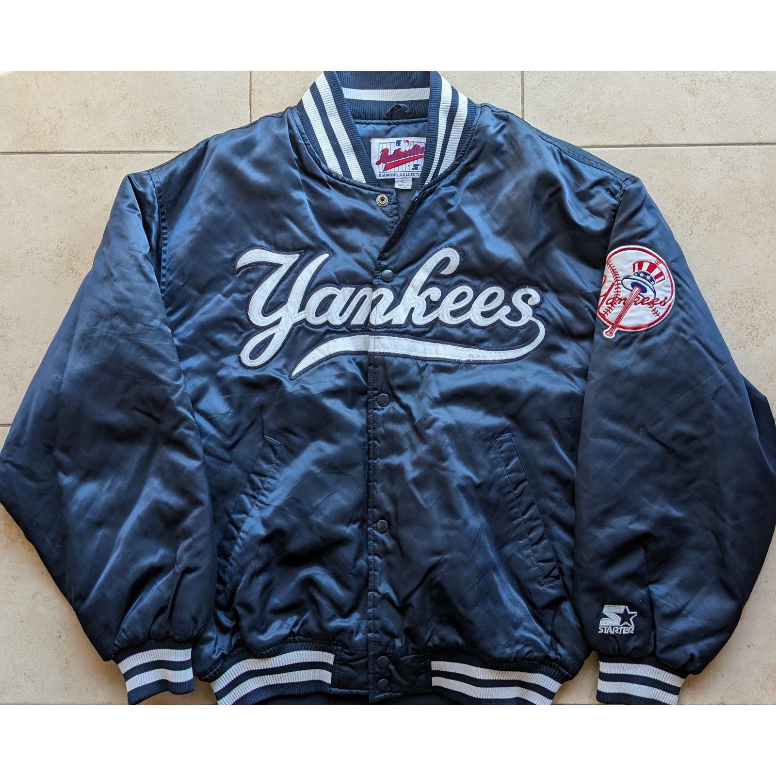 MLB NY Yankees 1998 World Series STARTER satin bomber L navy vtg Size US L / EU 52-54 / 3 - 2 Thumbnail
