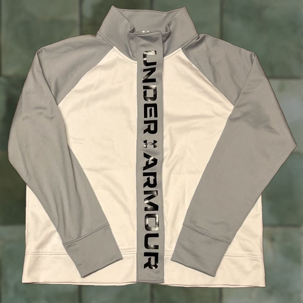 Under Armour Under Armour Rush Tricot Jacket, White & Gray, Size L, Unisex Adults, Regular, Full Zip, Lightweight, Softshell Jacket, EUC Size US L / EU 52-54 / 3 - 1 Thumbnail