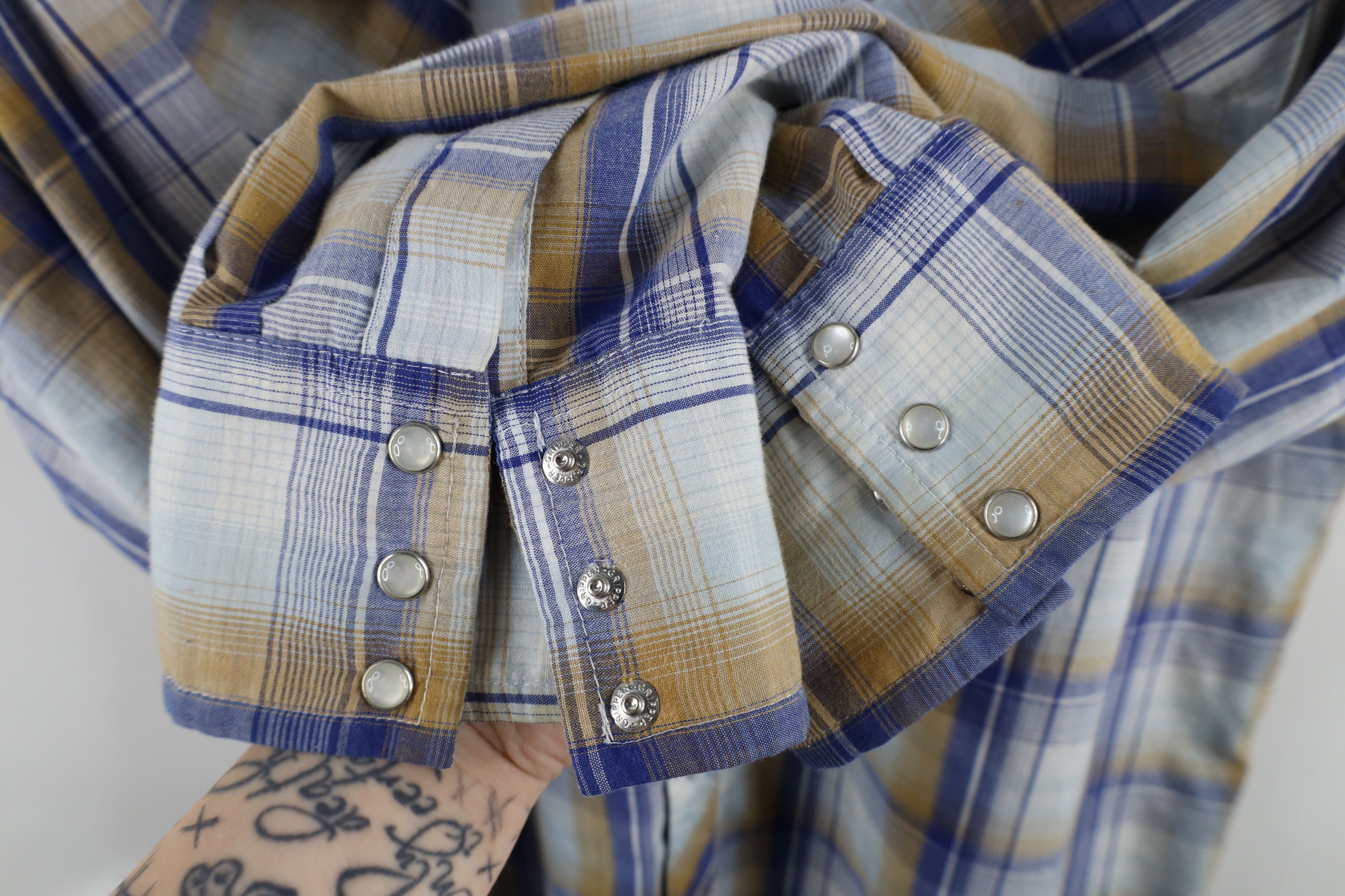 Vintage × Wrangler Vintage 90s Wrangler Rodeo Wrancher Snap Button Shirt Plaid Size US XXL / EU 58 / 5 - 7 Thumbnail