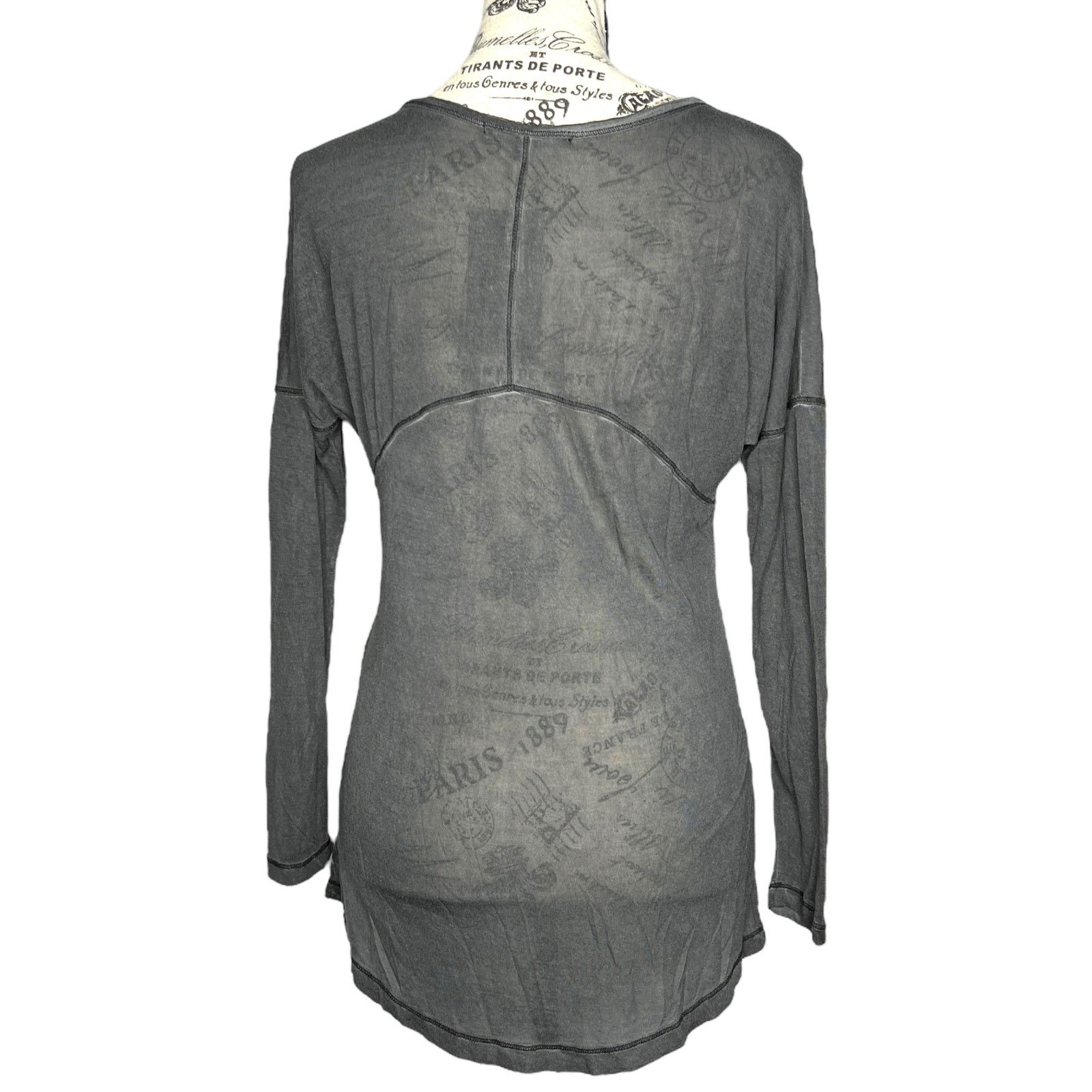 Threads 4 Thought T4T Long Sleeve High Low Hem Front Seam Round Neck Top Tee Size XS / US 0-2 / IT 36-38 - 4 Thumbnail