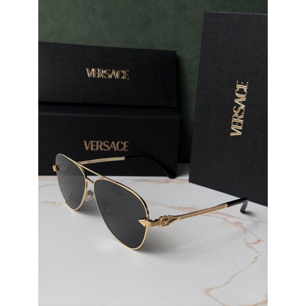 Versace NEW Versace VE2283 Aviator Sunglasses in Gold Grey Size ONE SIZE - 4 Thumbnail