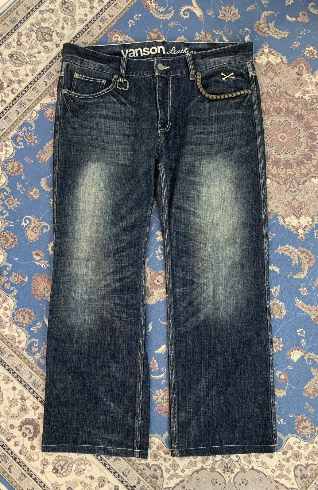 Vanson Leathers Vanson Leathers Skull Embroidery Washed Denim Size US 38 / EU 54 - 2 Thumbnail