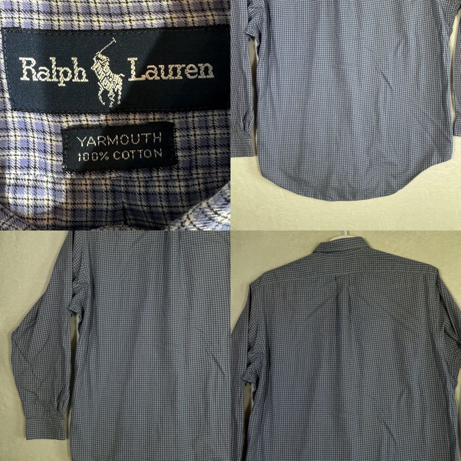 Ralph Lauren VINTAGE Ralph Lauren Shirt Mens 16 34/35 Yarmouth Button Down Long Sleeve Plaid Blue 100% Cotton Classic Dress Shirt Mens Boys Womens Size US L / EU 52-54 / 3 - 8 Thumbnail