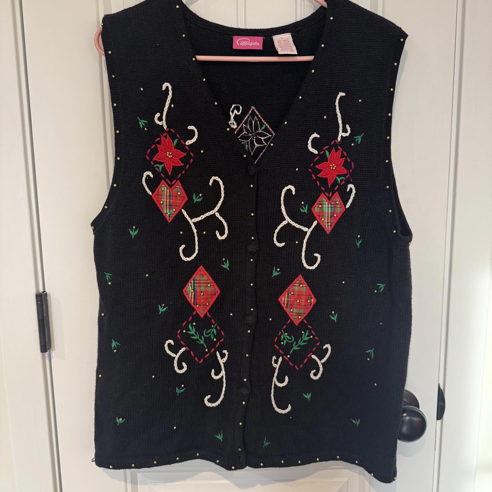 Other Appagallo Poinsetta Large Embroidered Christmas Vest Size L / US 10 / IT 46 - 1 Thumbnail