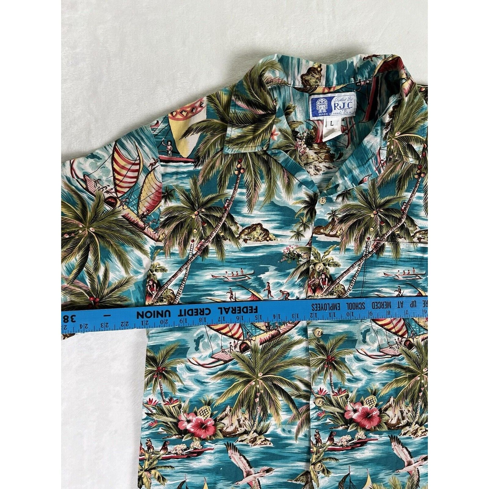Vintage Vintage RJC Hawaiian Shirt Size Large Palm Tree Pineapple Be Size US L / EU 52-54 / 3 - 4 Thumbnail