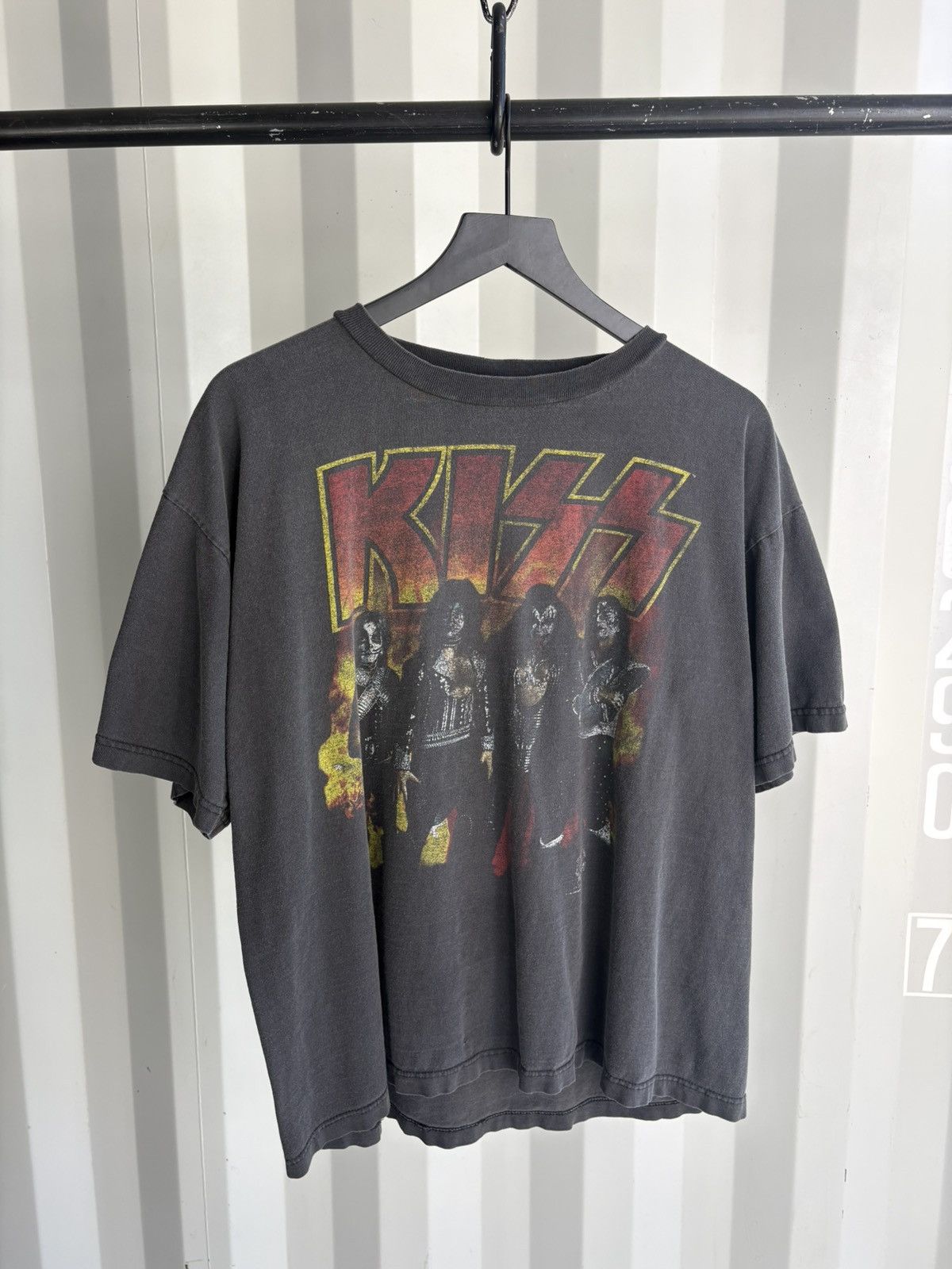 Vintage Kiss 96 Shirt Faded Distressed GRUNGE Band Boxy