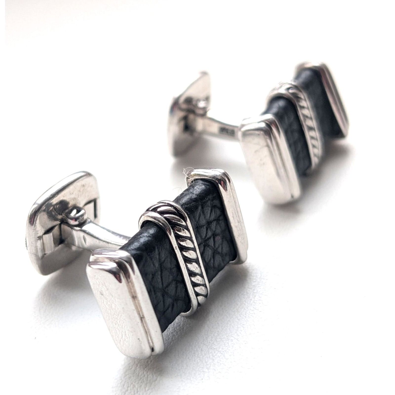 David Yurman David Yurman Leather & Sterling Silver 925 Cufflinks Size ONE SIZE - 1 Thumbnail