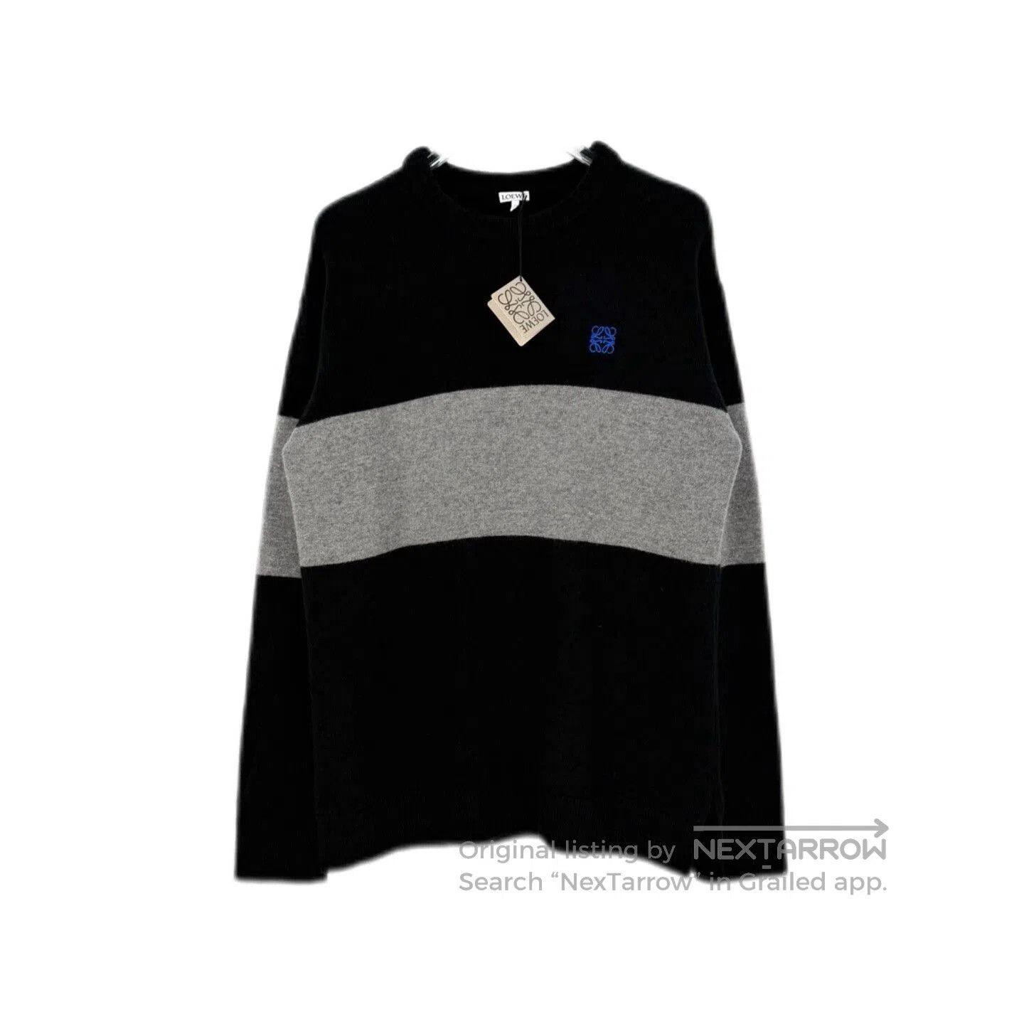 Loewe Loewe Black and Gray Striped Logo Sweater. Size US L / EU 52-54 / 3 - 1 Thumbnail