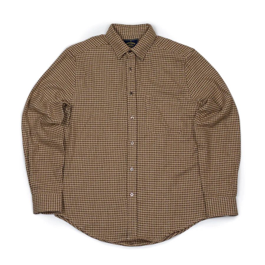 Portuguese Flannel NWOT Abstract Pied Poule shirt - Tan and Brown - Medium Size US M / EU 48-50 / 2 - 5 Thumbnail