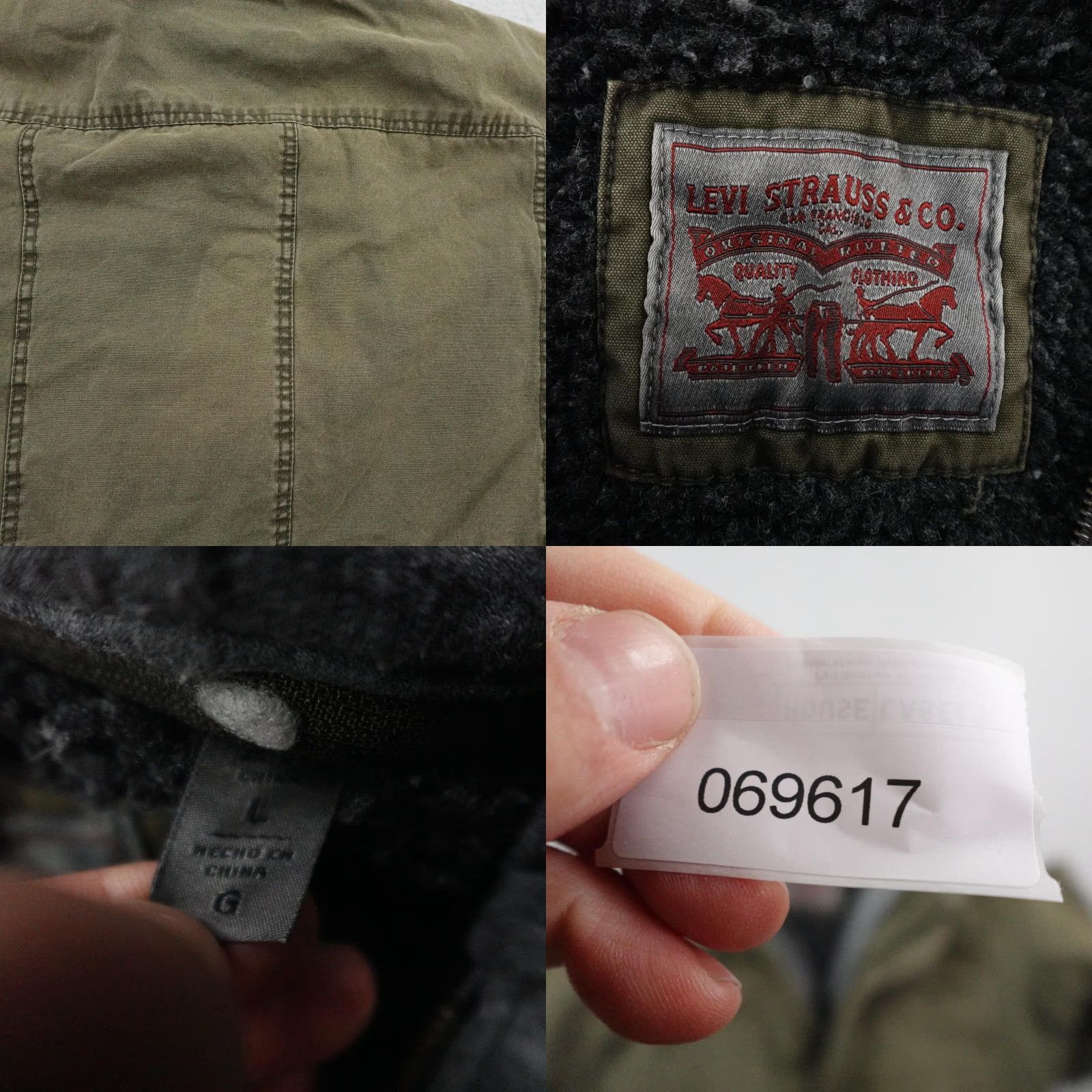 Levi's Levis Jacket Mens L Green Canvas Sherpa Lined Removable Hoodie Chore Coat Size US L / EU 52-54 / 3 - 8 Thumbnail