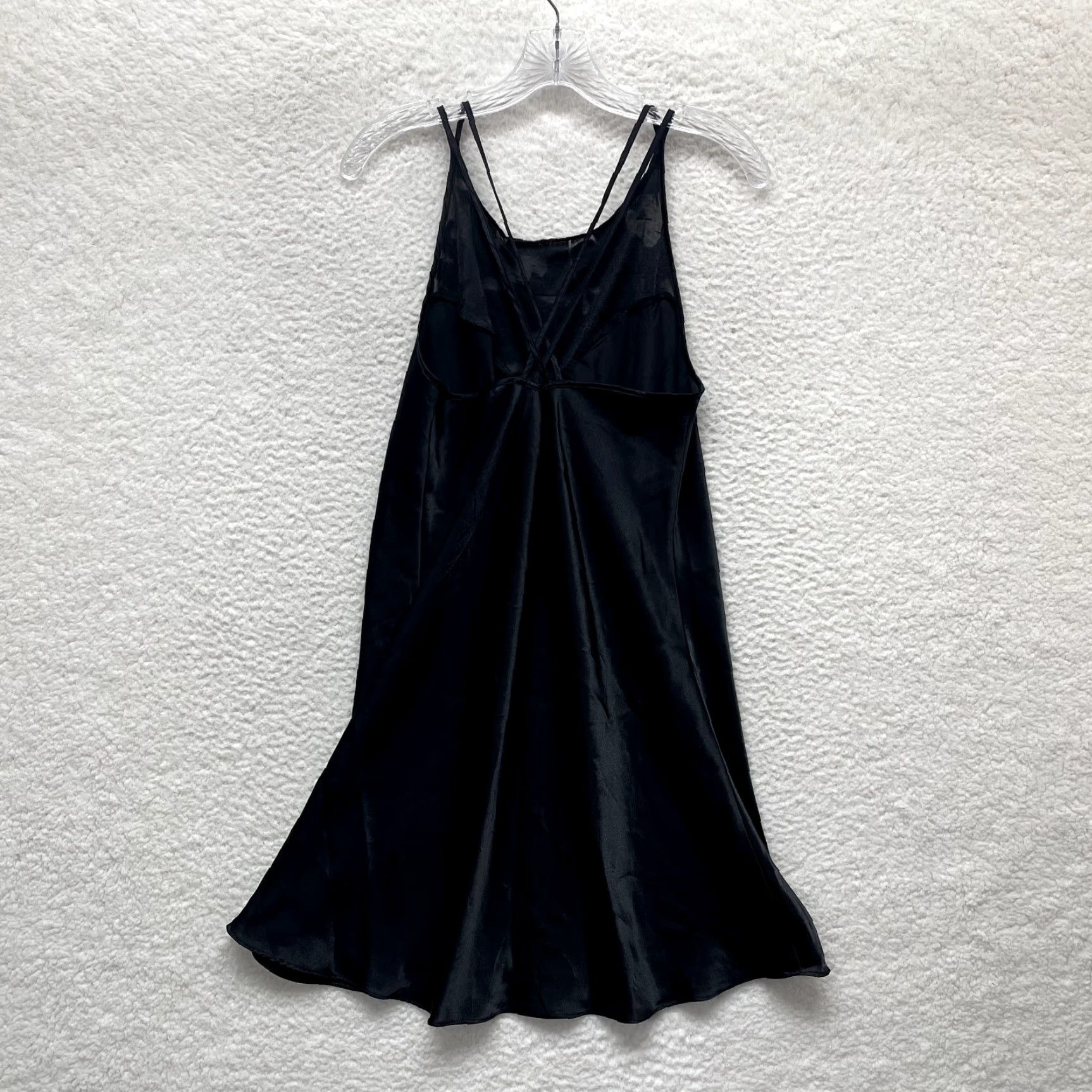Vintage VINTAGE 90s Y2K Slip Dress Black Floral Satin Chemise Lingerie Large Size L / US 10 / IT 46 - 2 Thumbnail