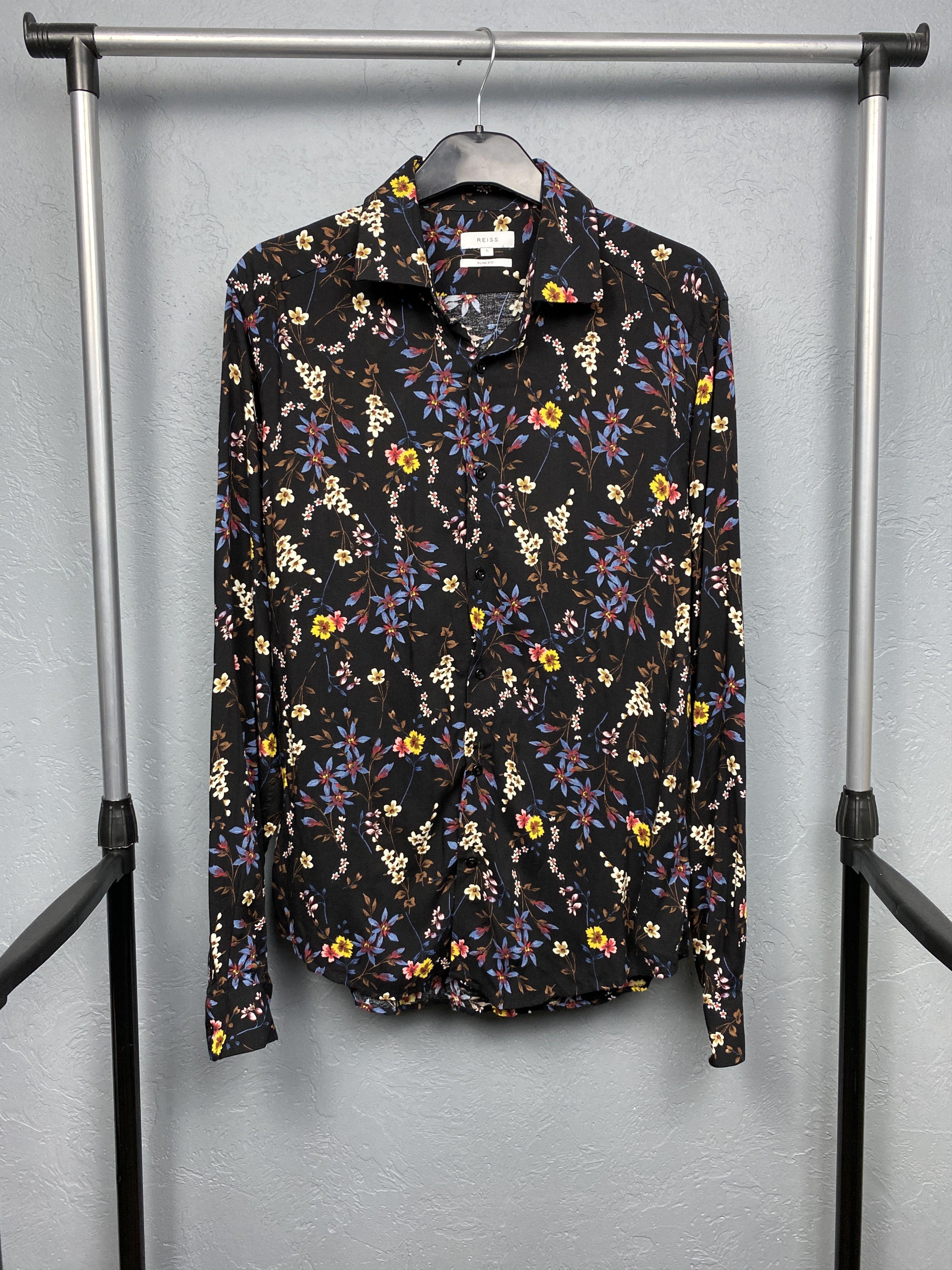 Reiss Reiss Mens Long Sleeve Floral Print Shirt Slim Fit Size US L / EU 52-54 / 3 - 1 Thumbnail