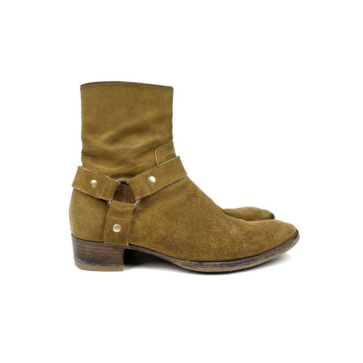 SAINT LAURENT PARIS FW13 OCHRE WYATT HARNESS BOOTS