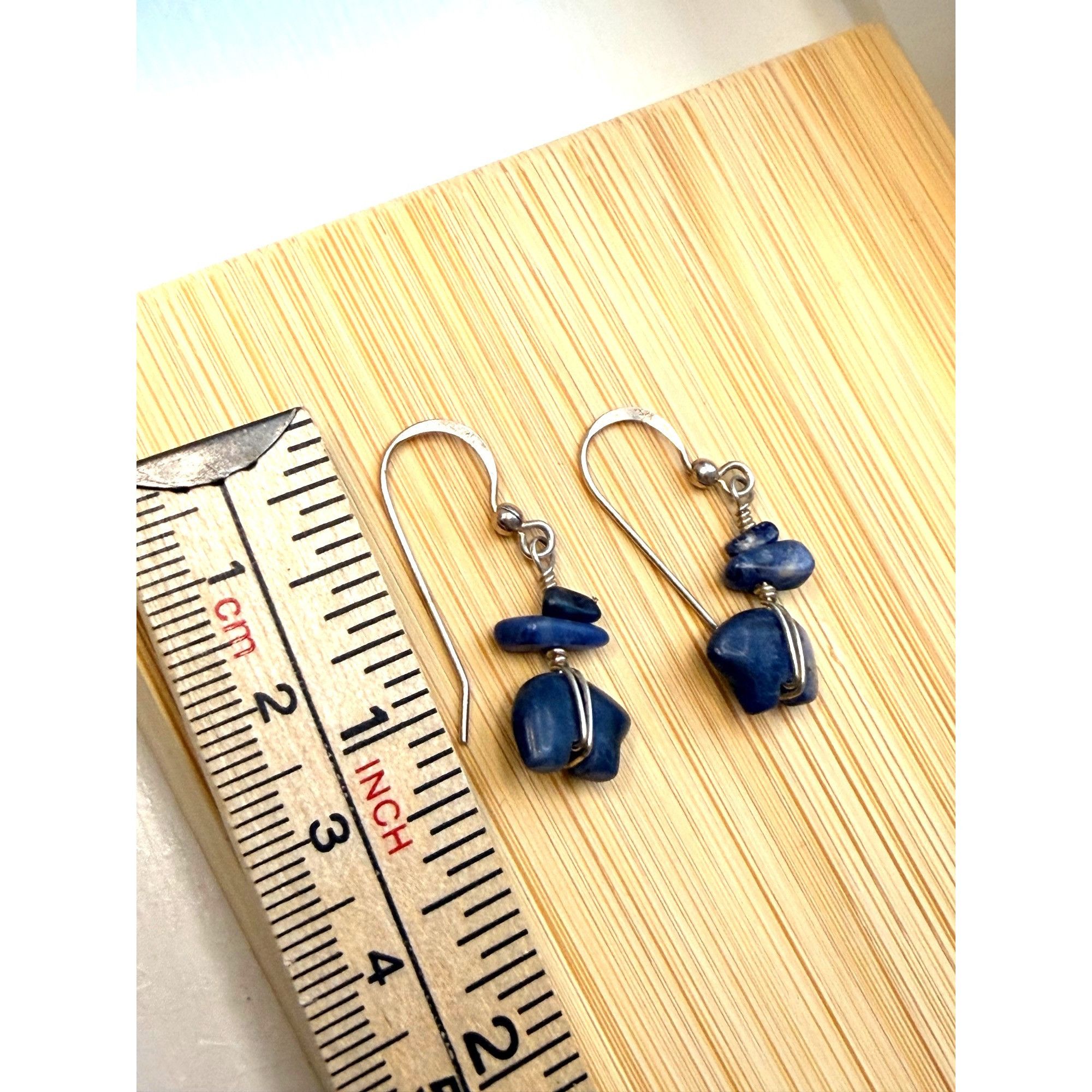 Handmade Sterling Silver Sodalite Bear Dangle Earrings Handmade With Size ONE SIZE - 4 Thumbnail