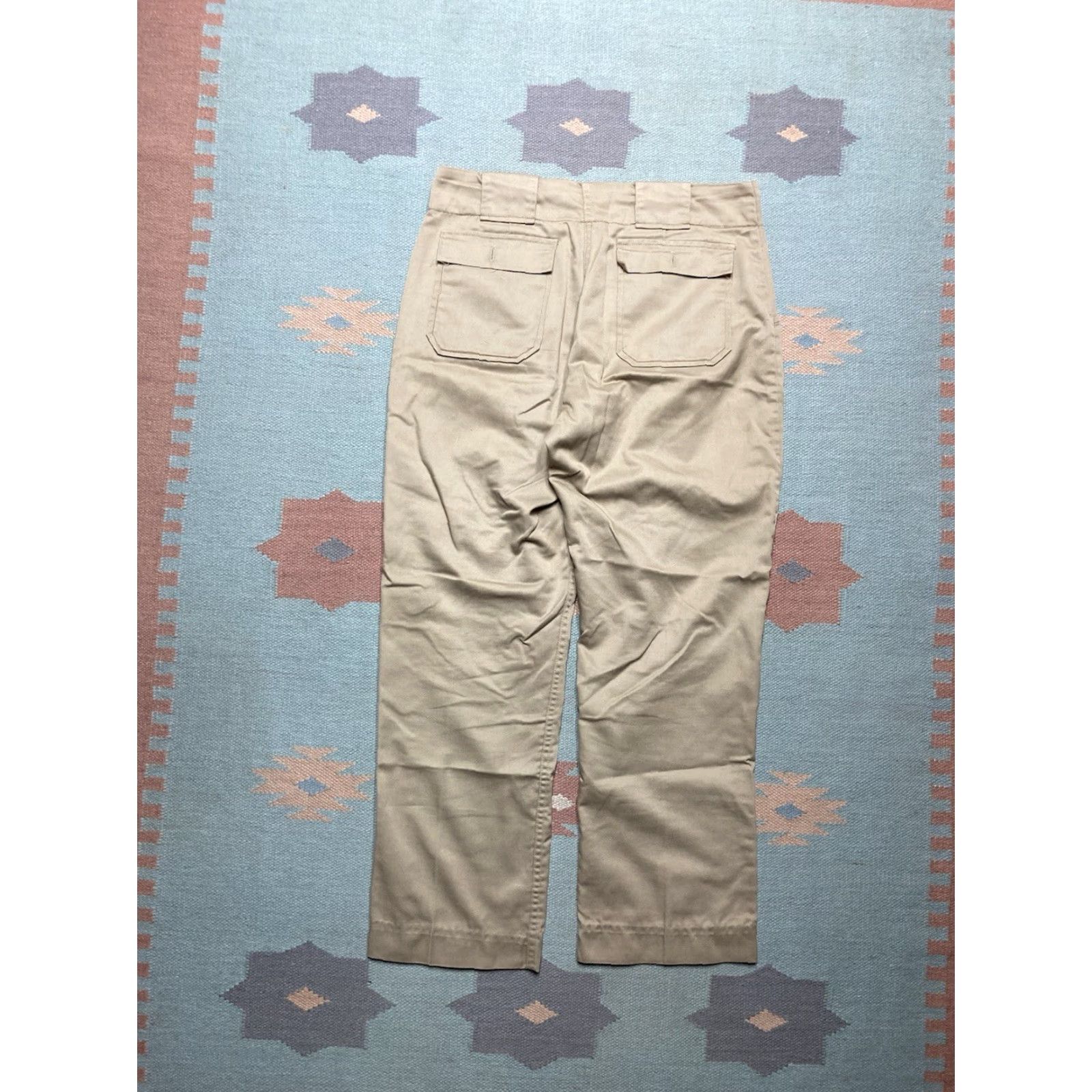 Vintage VINTAGE 1970s Bush Pocket Pants Chino Beige Khaki Wide Leg Zip 33x28 Mens Trousers Size US 33 - 6 Thumbnail