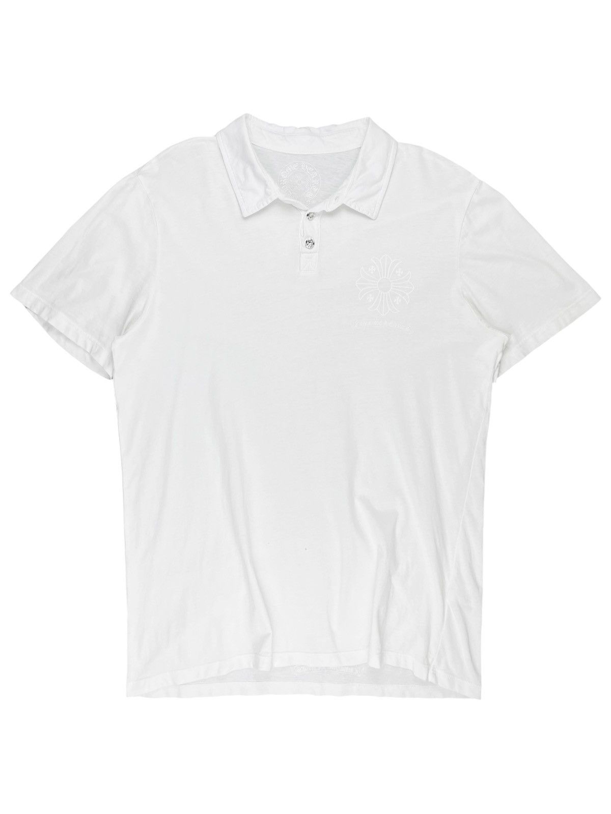 Chrome Hearts Rhodium Silver Button Horseshoe Polo Shirt