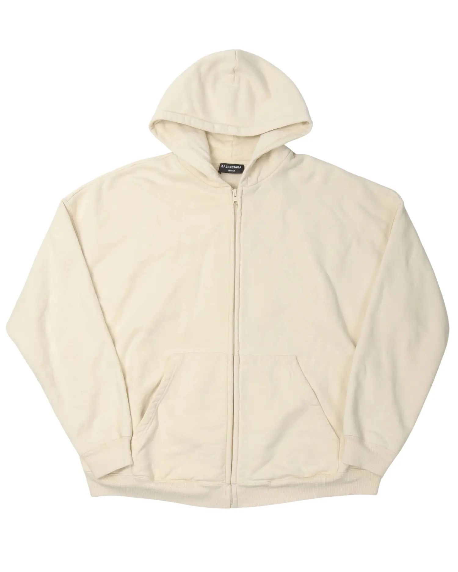 Balenciaga o1bcso1str1224 Zip-Up Hoodie in Cream/Black Size US XL / EU 56 / 4 - 1 Thumbnail