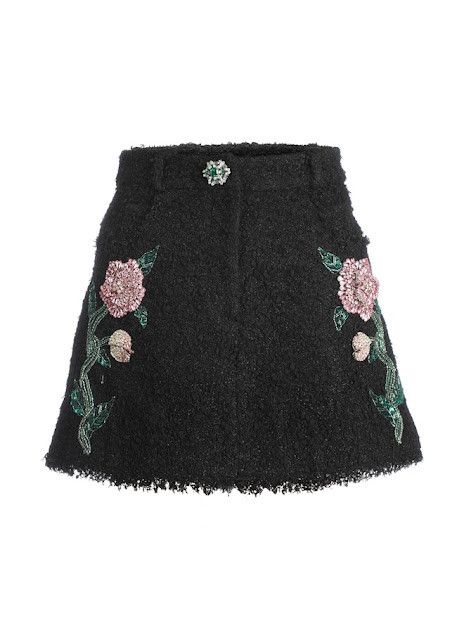 Balmain o1s1wg110825 Floral Embroidered Tweed Mini Skirt in Black Size 28" / US 6 / IT 42 - 1 Thumbnail
