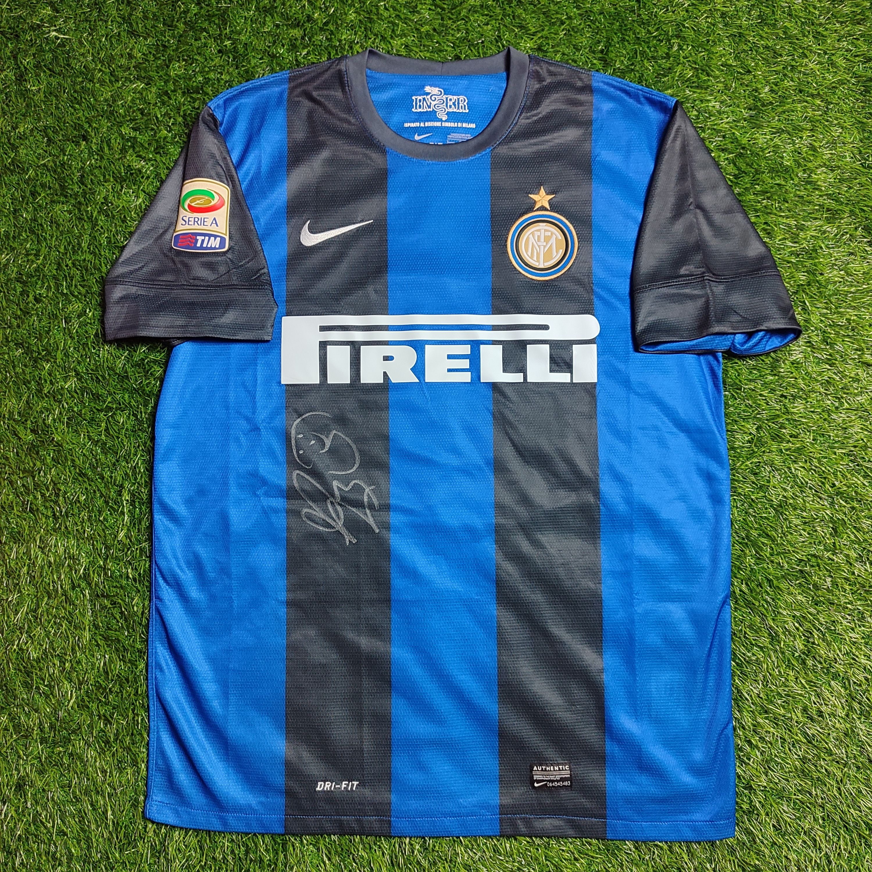 image of Bloke x Nike Inter Milan Home 2012-13 J.zanetti 4 With Materazzi Sign in Black White (Size Large)