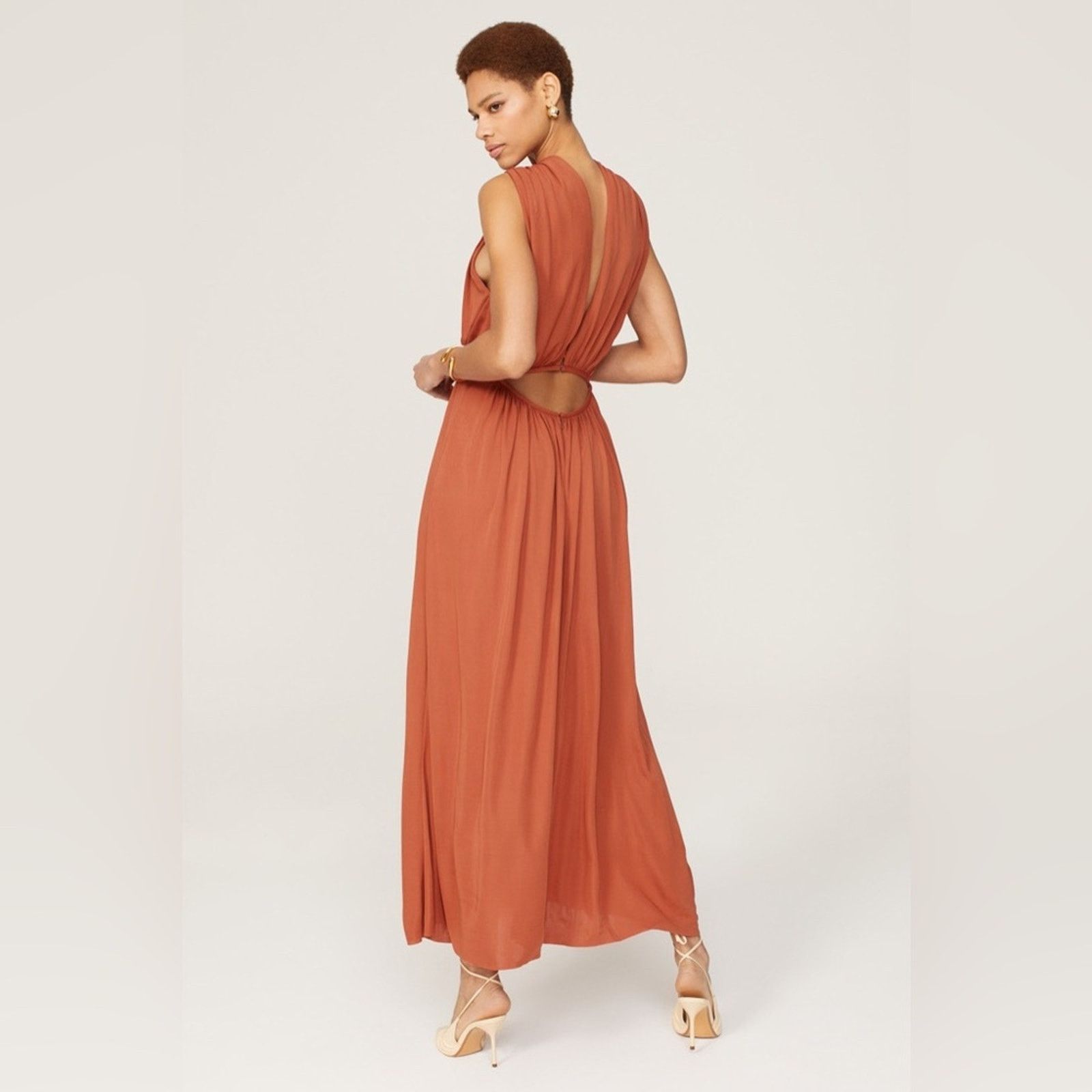 Another Tomorrow Another Tomorrow Size 10 Shirred Open Back Dress Size L / US 10 / IT 46 - 3 Thumbnail