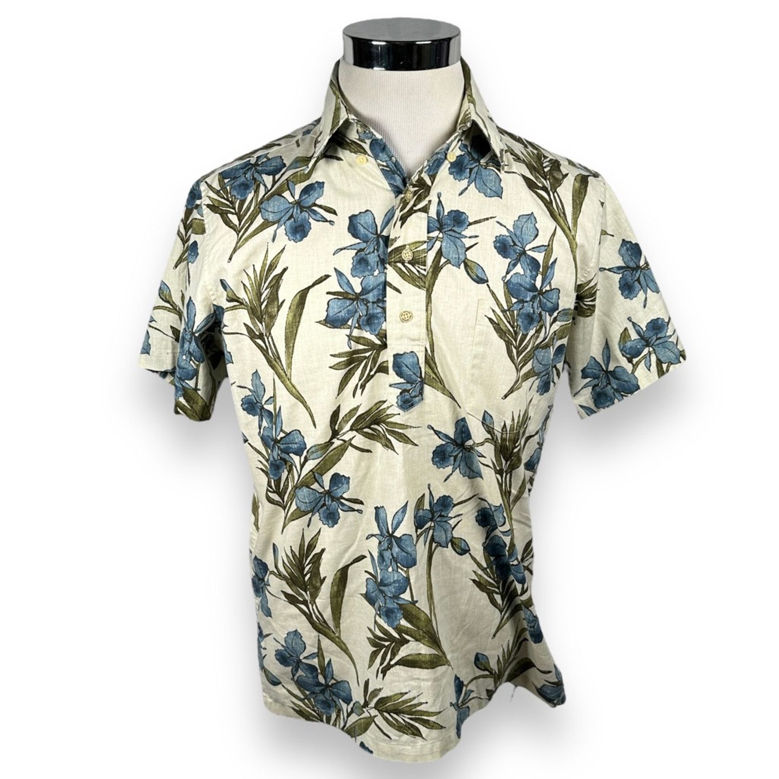 Reyn Spooner Reyn Spooner Popover Hawaiian Shirt Vintage Beige Floral S ...