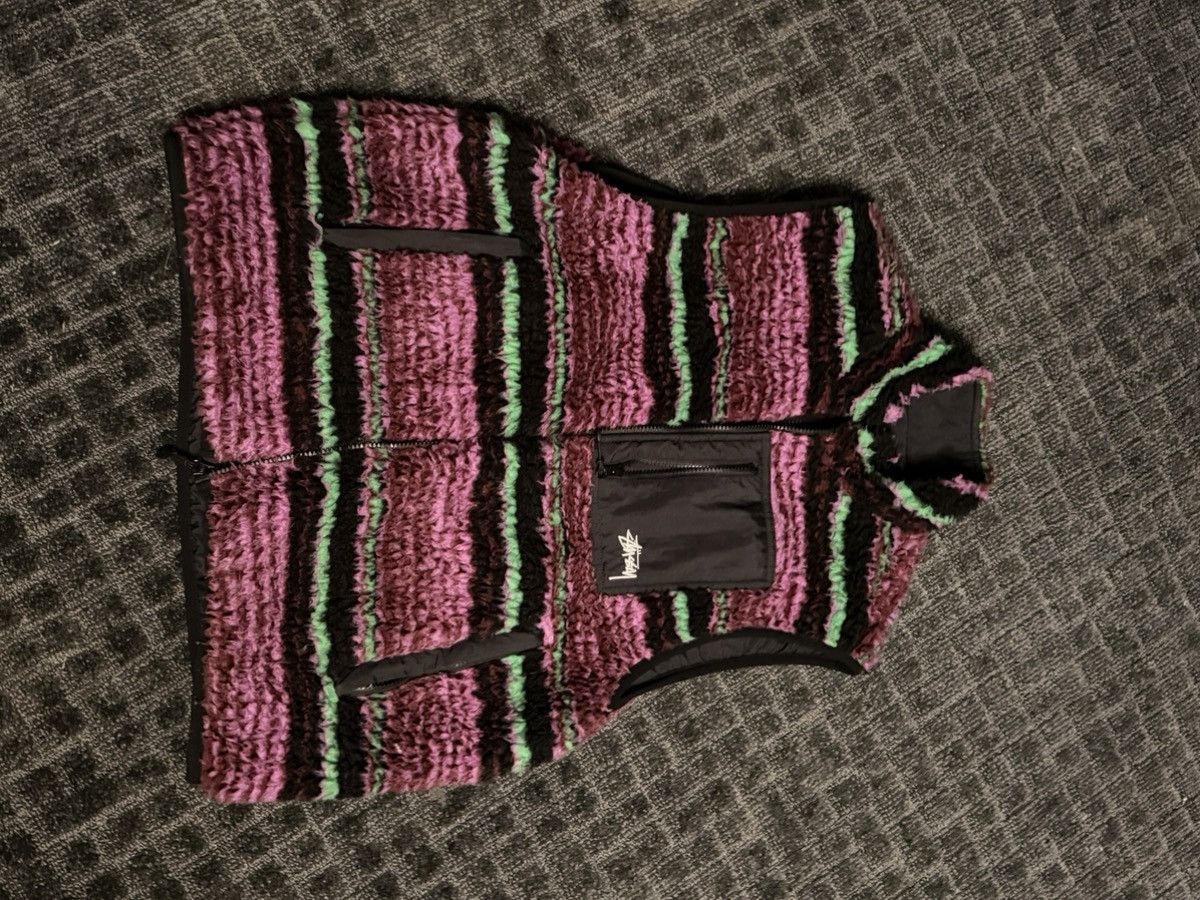 Stussy Stussy Striped Sherpa Vest grape Size US L / EU 52-54 / 3 - 1 Thumbnail