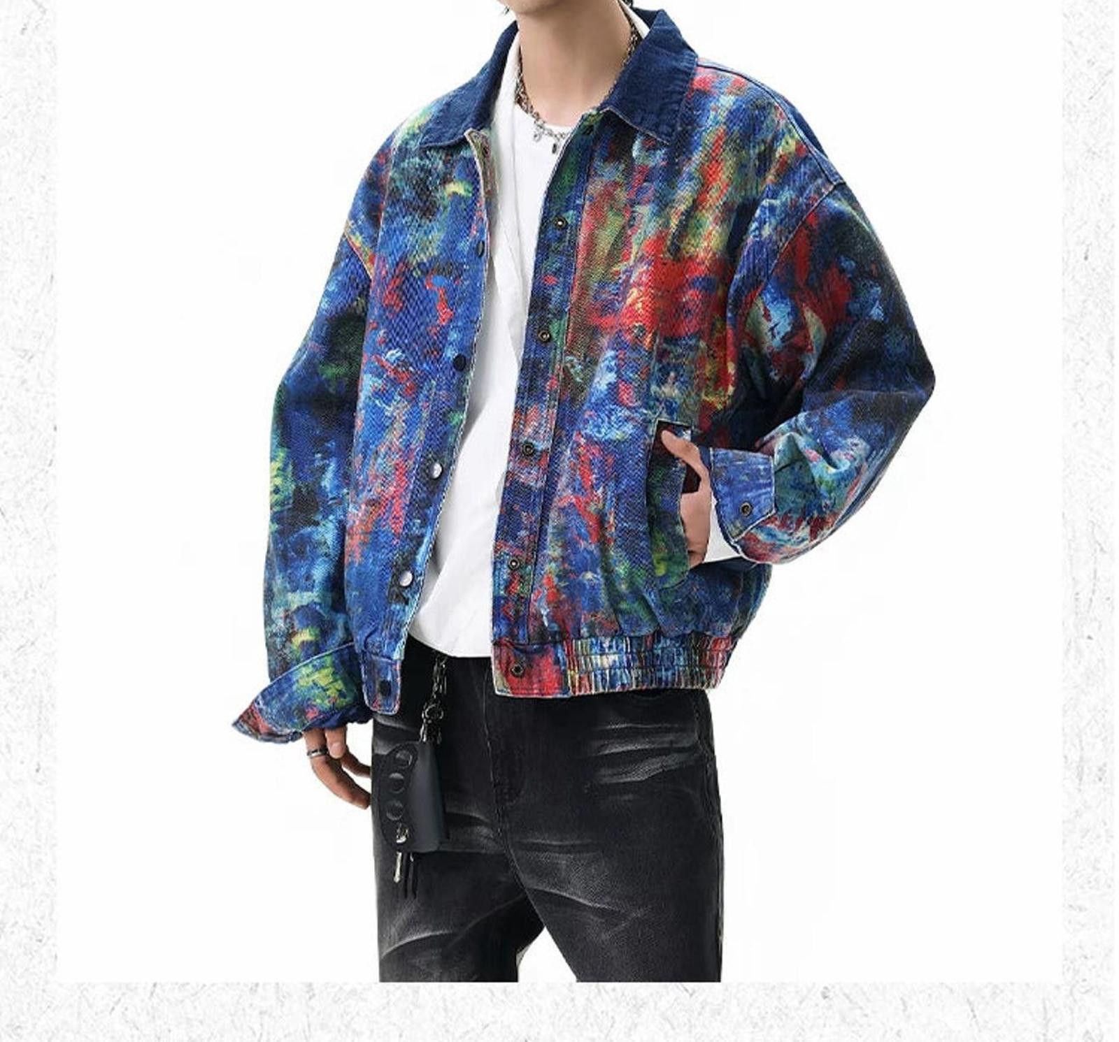 Other Graffiti Art Denim Jacket | Painted Boxy Wide Outerwear Size US M / EU 48-50 / 2 - 10 Thumbnail