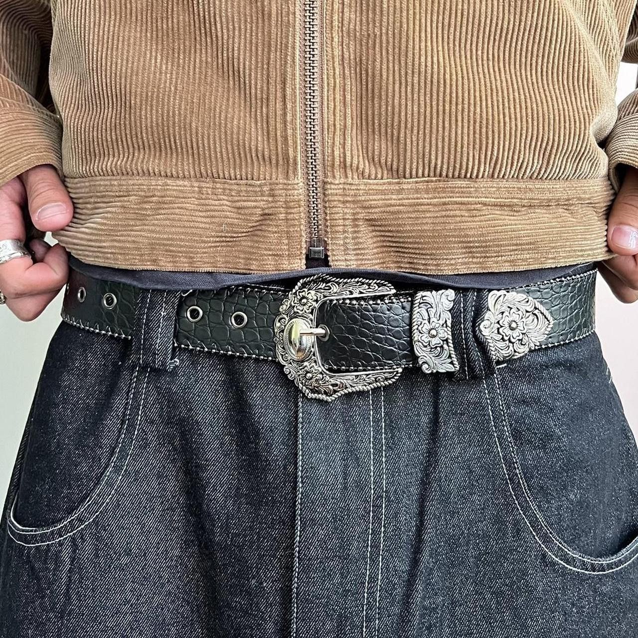 Cowboy Equipment × Vintage vintage style american western silver snakeskin boho belt Size ONE SIZE - 1 Thumbnail