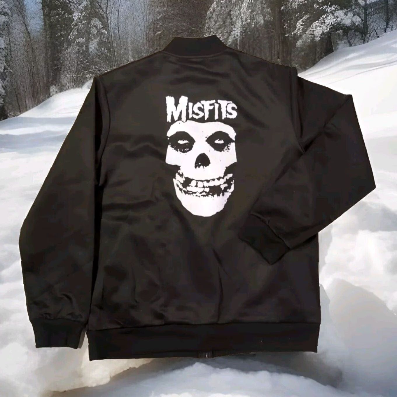Vintage MISFITS Bomber Jacket Men XL Black Full Zip Logo Zipper Pockets Size US XL / EU 56 / 4 - 4 Thumbnail