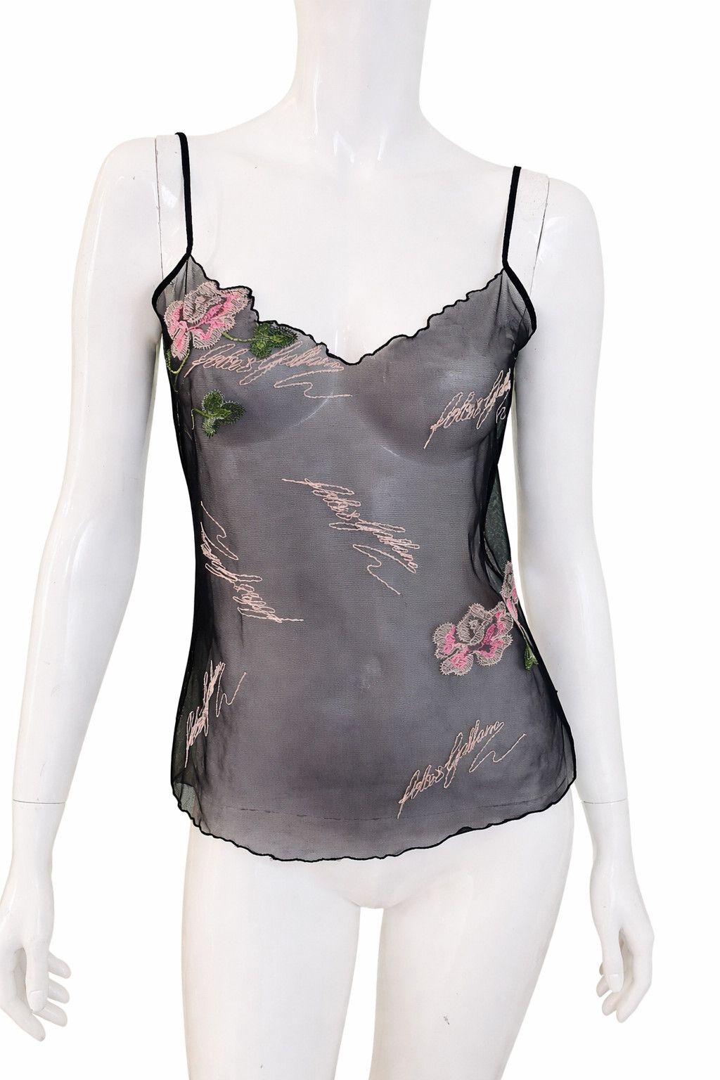 Dolce & Gabbana Dolce & Gabbana Sheer Mesh Floral Embroidered D&G Top Size M / US 6-8 / IT 42-44 - 2 Thumbnail