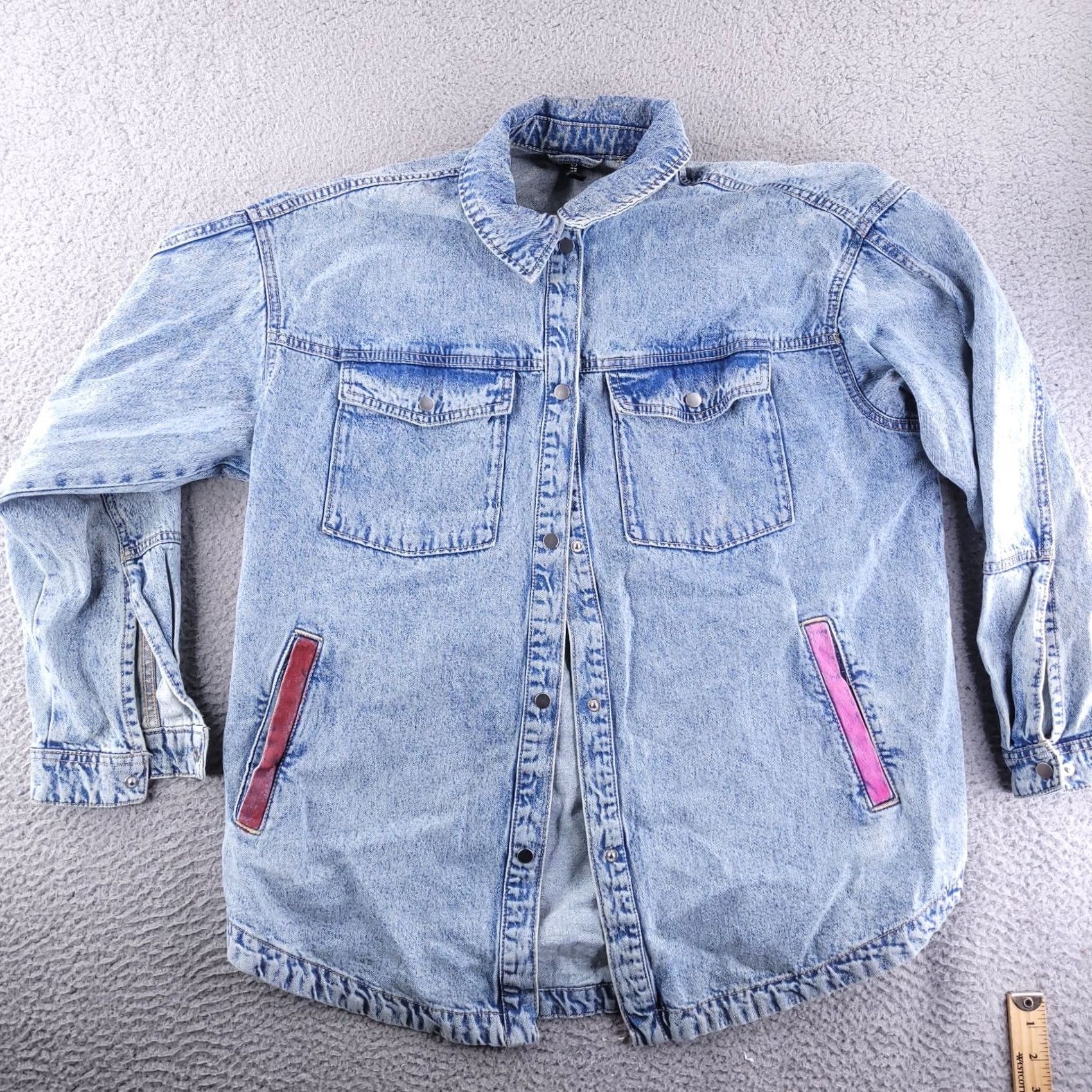 H&M H&M Jacket Mens M Denim Bomber Blue Cotton Baggy Relaxed Fit Size US M / EU 48-50 / 2 - 5 Thumbnail