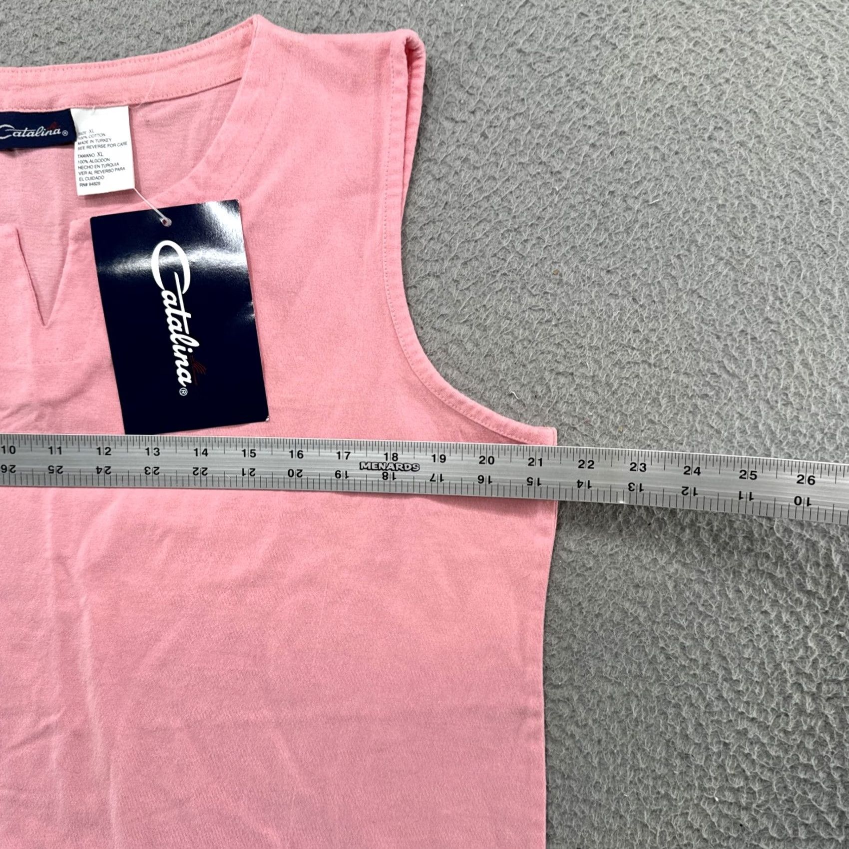 Catalina VINTAGE Catalina Women’s Pink 100% Cotton Sleeveless Tank Top XL Shirt, V Neck, Round Neck, Pullover, Basic Retro Size XL / US 12-14 / IT 48-50 - 3 Thumbnail
