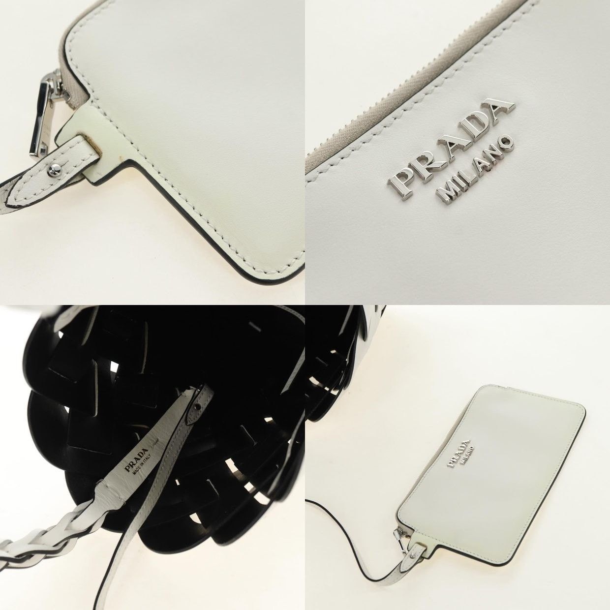 Prada Prada Saffiano Galleria Shoulder Bag White Size ONE SIZE - 11 Thumbnail