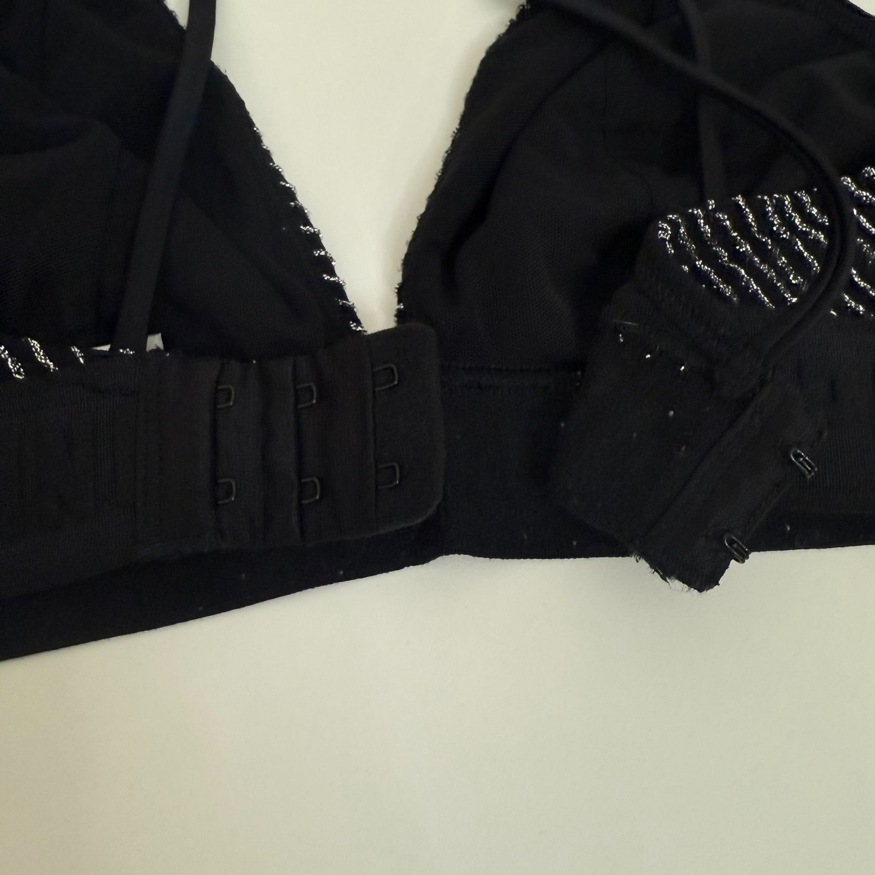 Pink Pink Victorias Secret Black & Silver Strappy Unlined Bralett Size ONE SIZE - 3 Thumbnail