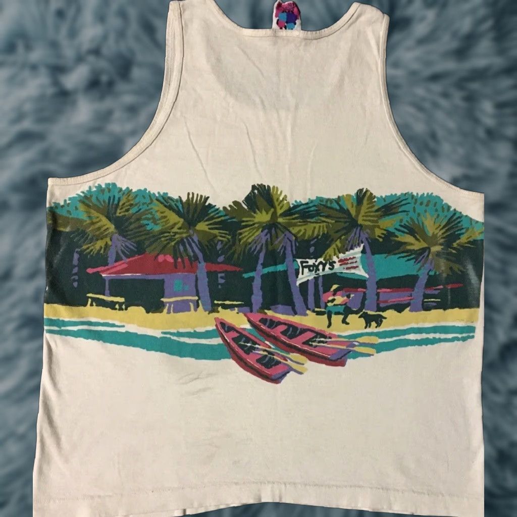 Vintage VINTAGE Foxys Bar 80s Abstract Art AOP Tank Top S White Men T-Shirt Sleeveless Surf Beach 90s Sized S Single Stitch Size US S / EU 44-46 / 1 - 1 Thumbnail