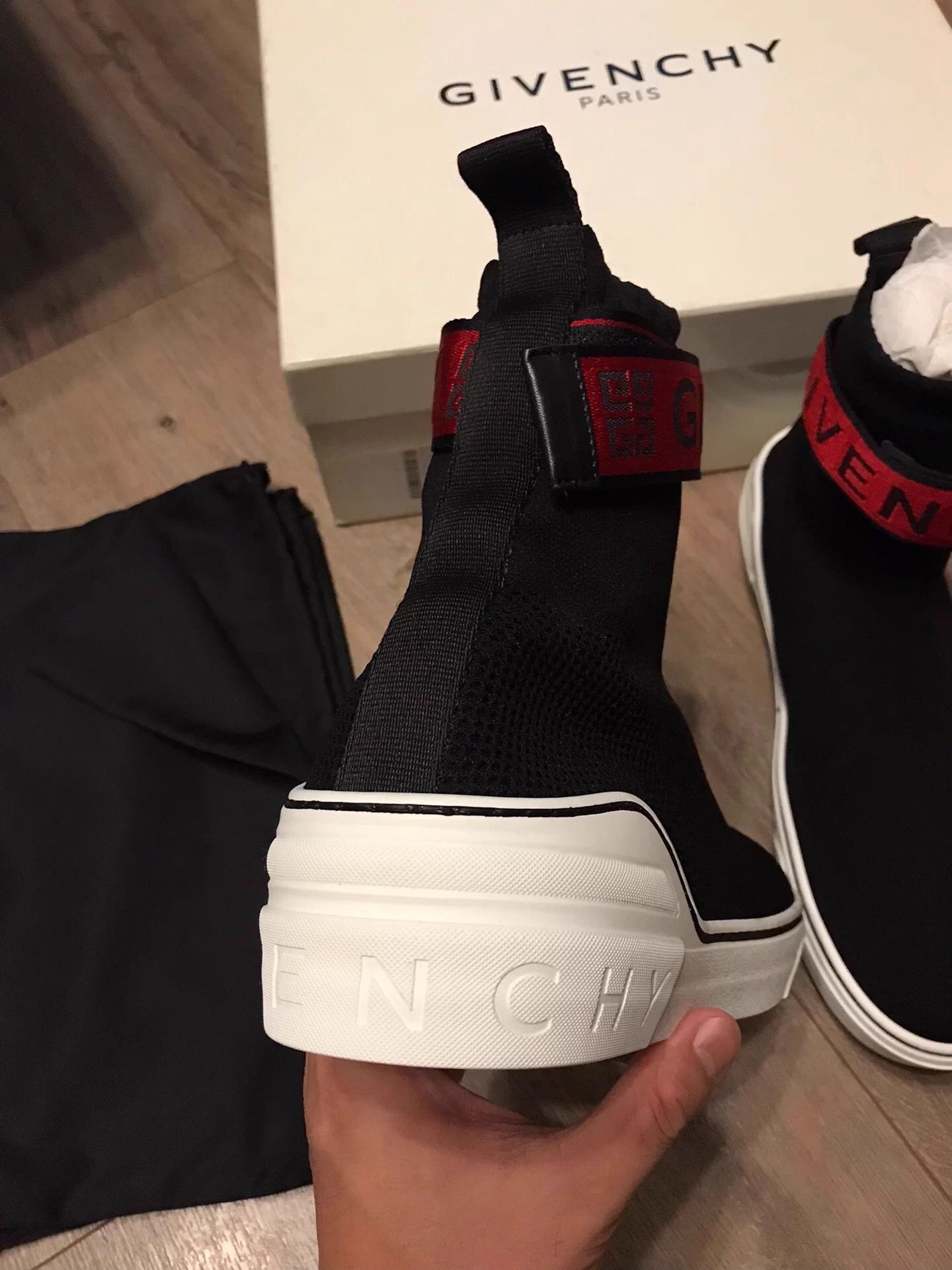 Givenchy Givenchy Black Red Embroidered Logo Velcro Sock Sneakers Size US 11 / EU 44 - 3 Thumbnail