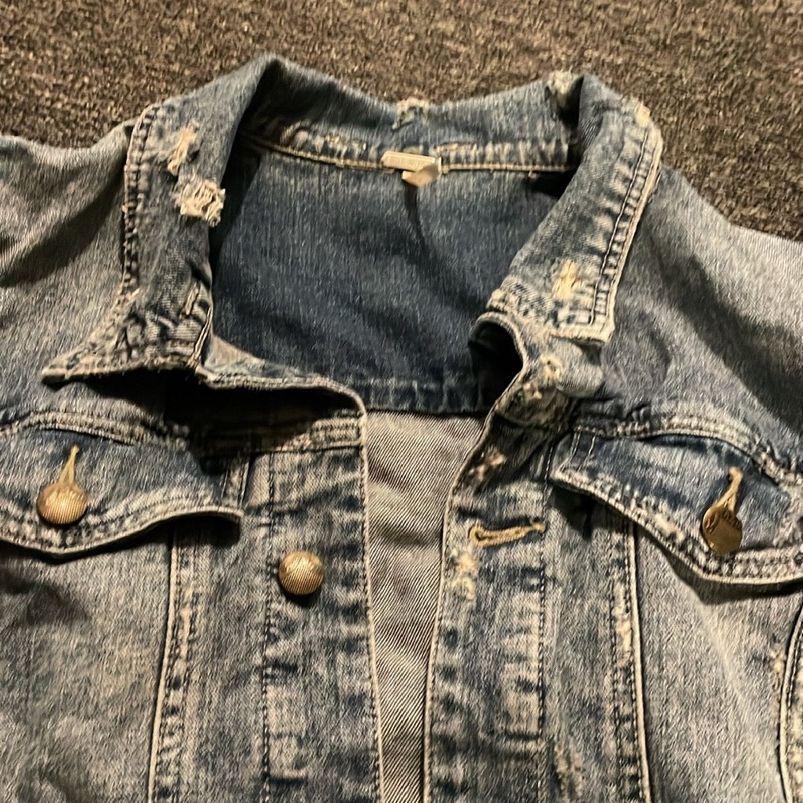 Free People Free People Denim Gray Sweater Distressed Sleeves Jacket Size L / US 10 / IT 46 - 3 Thumbnail